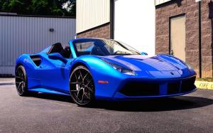 Ferrari 488 Spider Blu Swaters by Designo Motoring on Vossen Wheels (S21-01) 2019 года